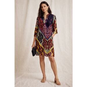 Tribal Southwest Bohemian Geo Pattern Shift Dress Shirt Dress Size 6 Vintage